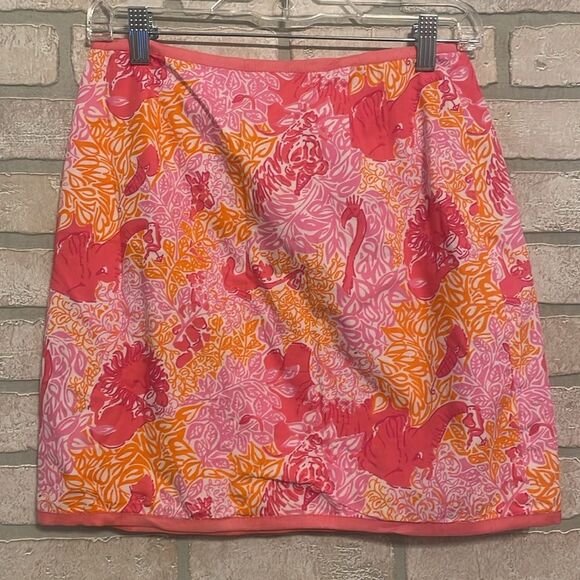 Lilly Pulitzer Vintage Reversible Wrap Skirt 4 Strawberry Barrel of Monkeys - Picture 4 of 8